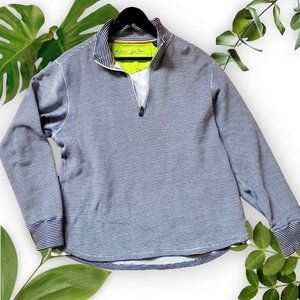 Robert Graham Cotton Zip Sweater Blue White Stripe, sz Medium